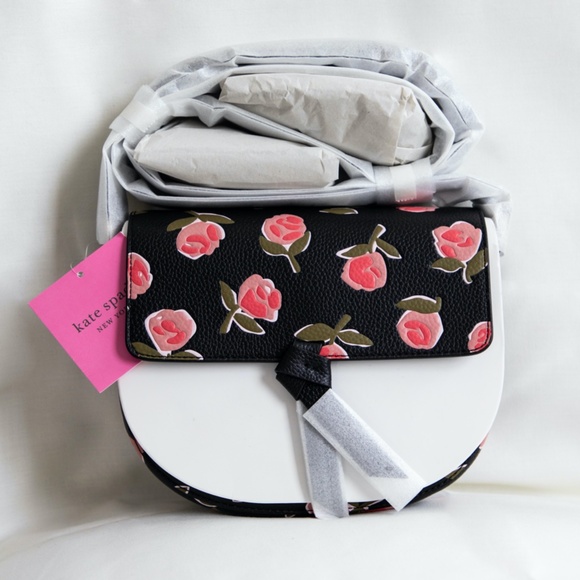 Kate Spade Ditsy Rose Medium Saddle Bag with Knot - Picture 2 of 7